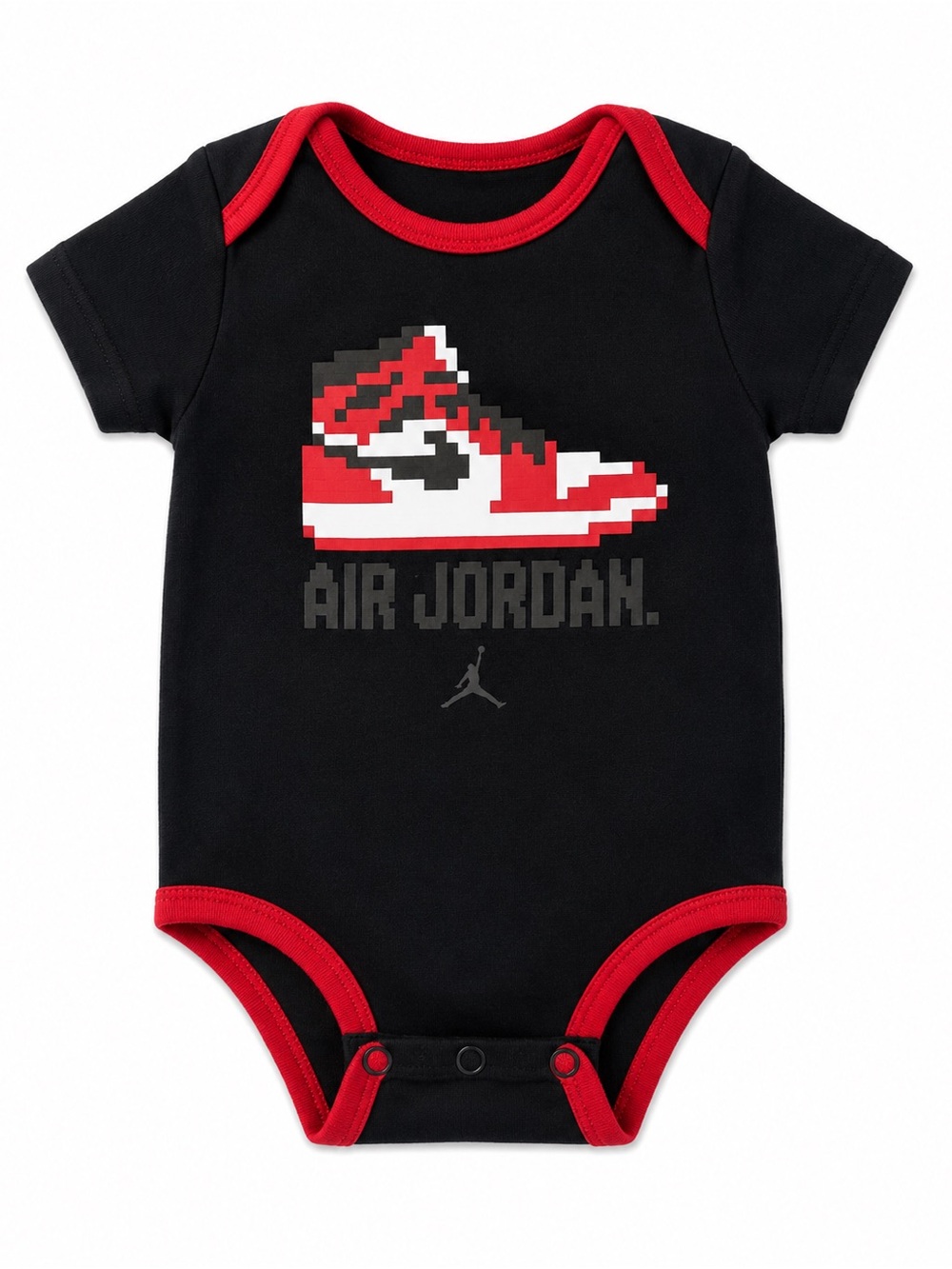 Jordan Black and Red Pixel Sneaker Baby Bodysuit